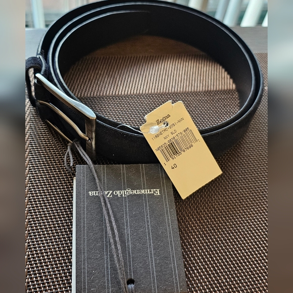 Ermenegildo Zegna Navy Suade Belt (Size 40 US)